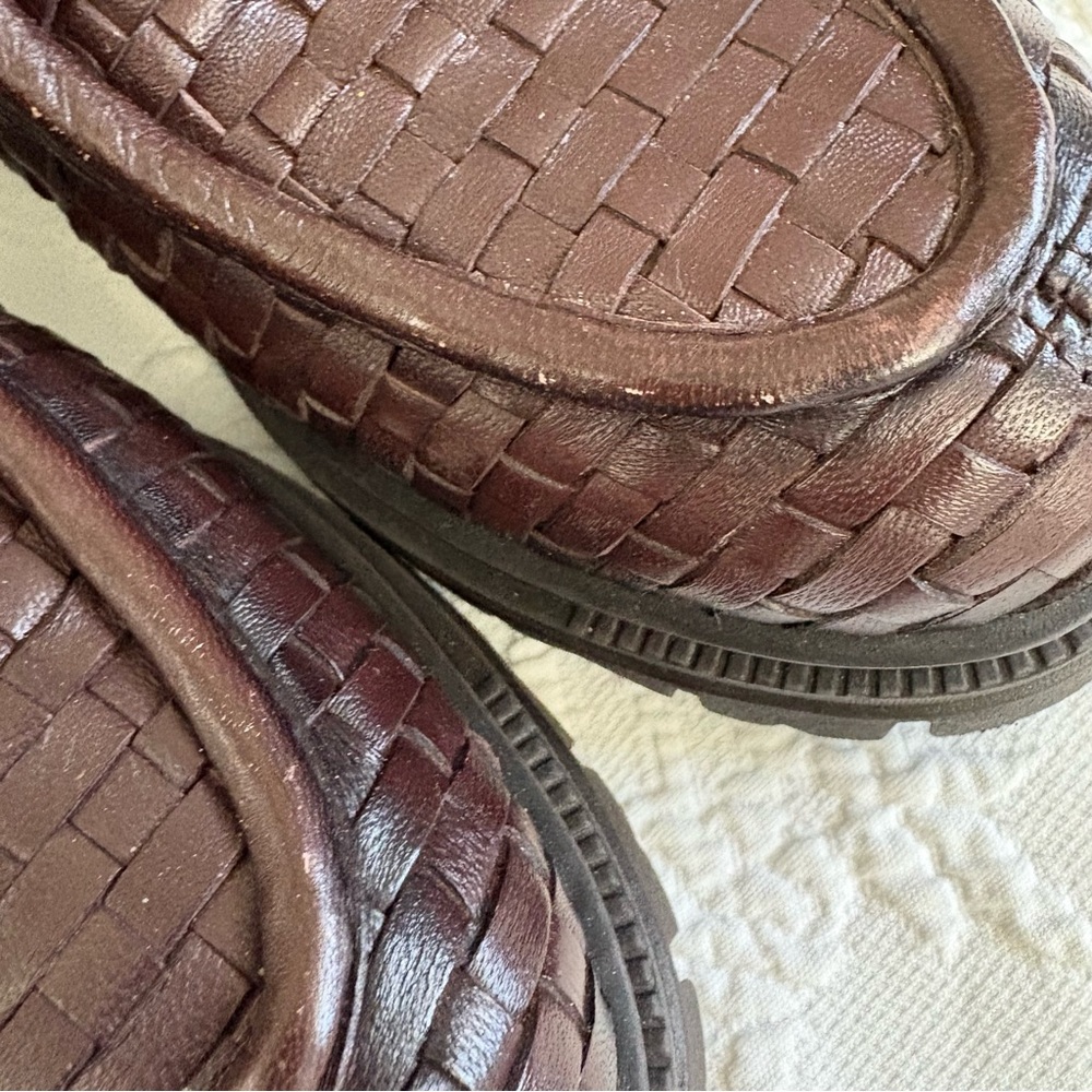 Vintage Foundry Clotilde chunky loafer Women’s 9 brown leather woven platform - Picture 9 of 16